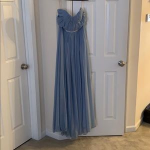 Baby Blue long Strapless Bridesmaid Dress